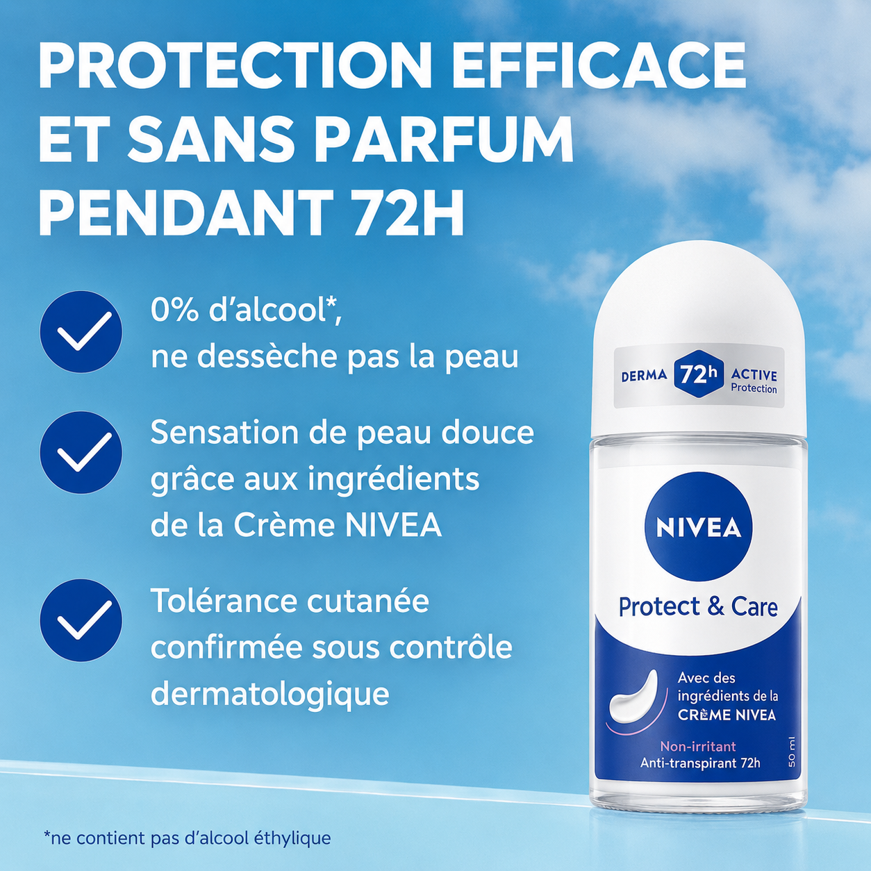 Nivea Déodorant Bille Anti-Transpirant 48H - Protect & Care