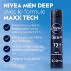 Nivea Man Déodorant Deep Darkwood Maxx Tech 72H Black Carbon Anti-Bactérien Spray