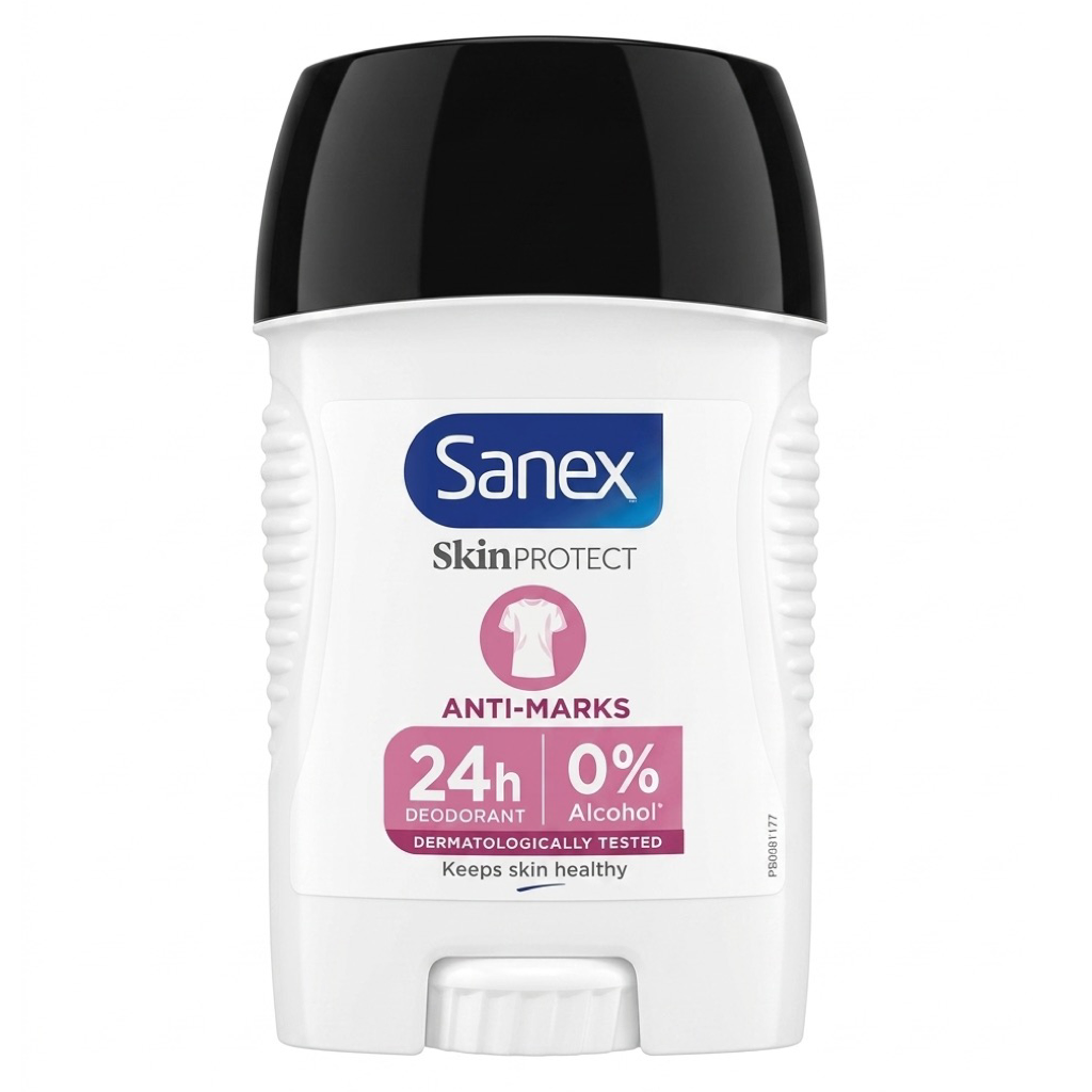 Sanex مزيل عرق ستيك لحماية البشرة ضد العلامات لمدة 24 ساعة وخالٍ من الكحول بنسبة 0%