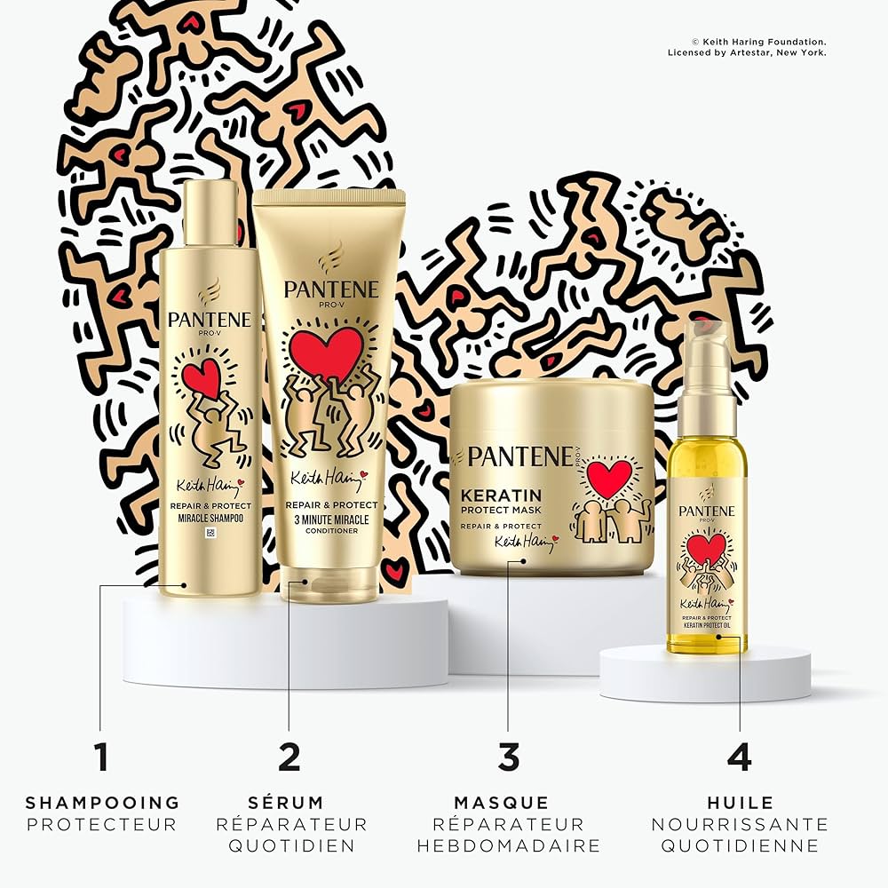 Pantene Pro-V X Keith Haring Art Collection قناع الشعر المقوي بالكيراتين للإصلاح والحماية