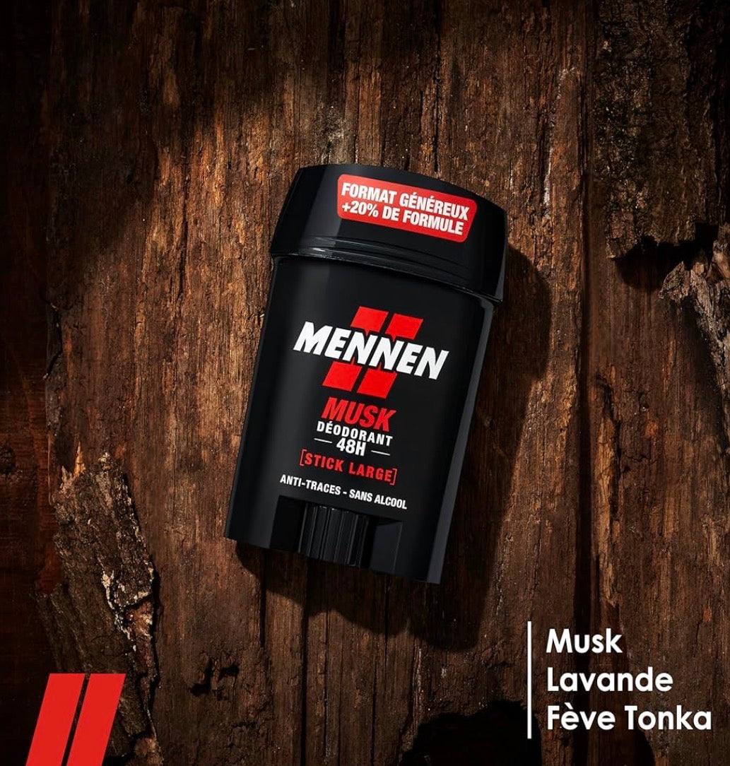 Mennen Musk Deodorant Homme 24H Stick Large Sans Alcool Anti Traces