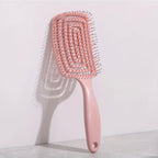 1 Peigne Brosse À Cheveux Côtelé Dents Courbées Grandes Manche En Plastique Abs