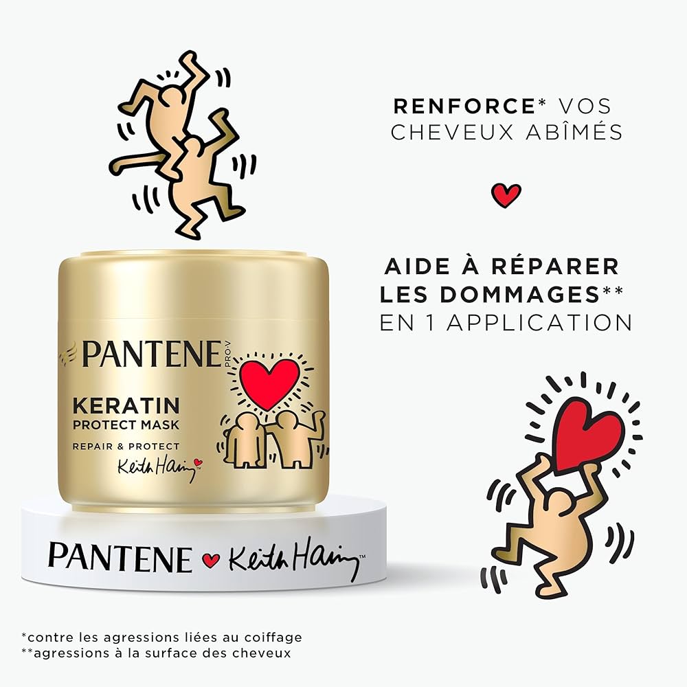 Pantene Pro-V X Keith Haring Art Collection قناع الشعر المقوي بالكيراتين للإصلاح والحماية