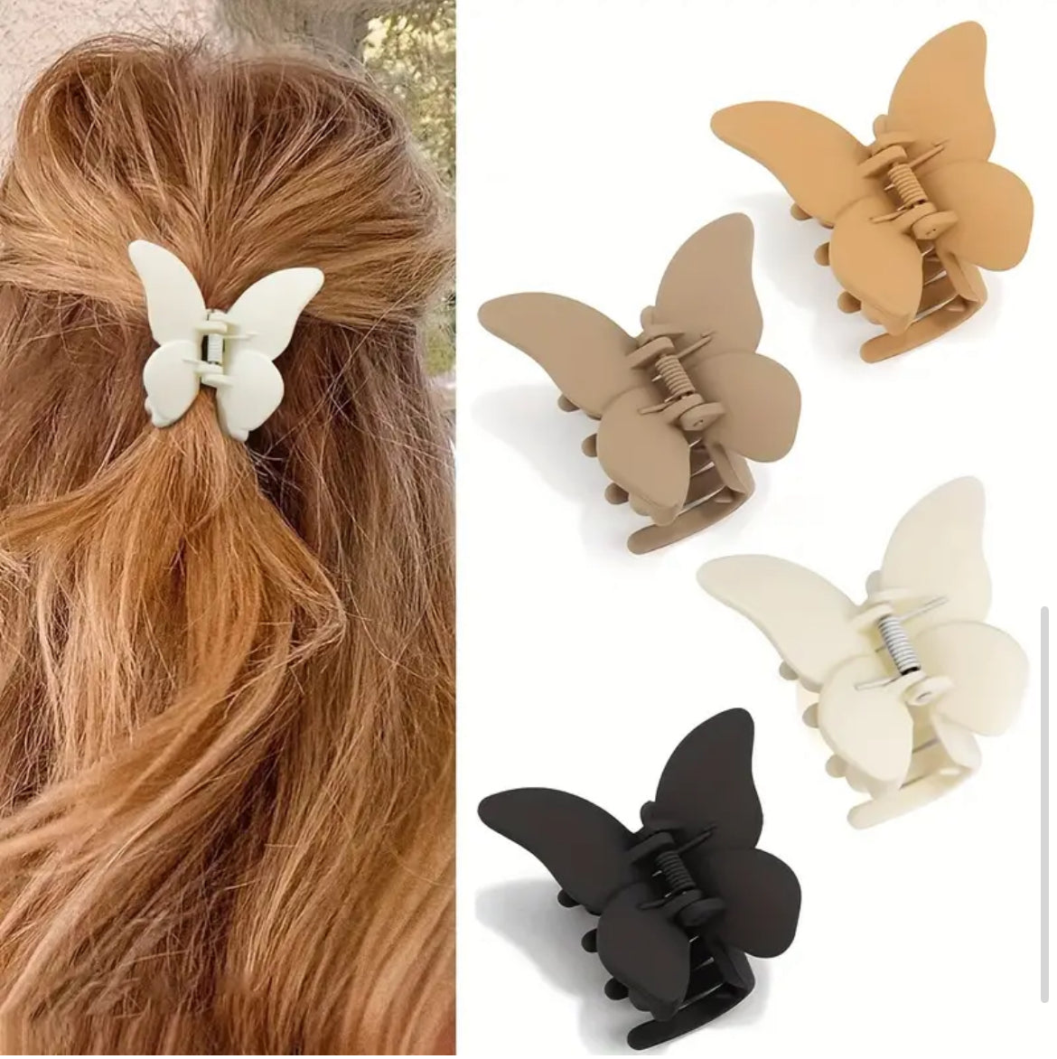 Pince À Cheveux Papillon 1 Pièce Minimaliste Solide Pince Banane Couvre-Chef Élégant Antidérapant Accessoire De Coiffure