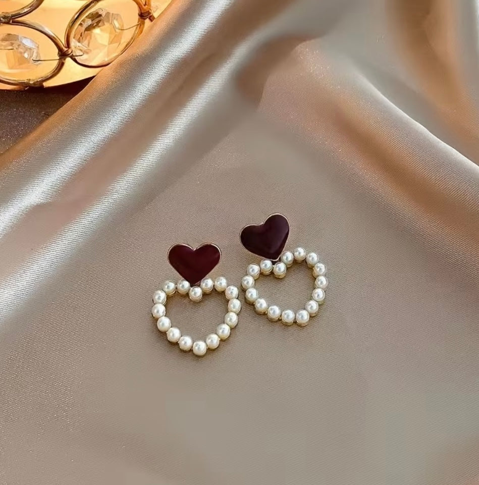 Boucles D’Oreilles Cœur Perlé Élégantes