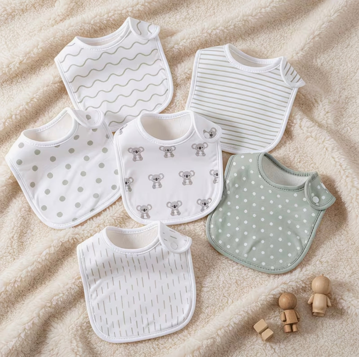 Lot De 6 Bavoirs Pour Bébé En Coton Doux