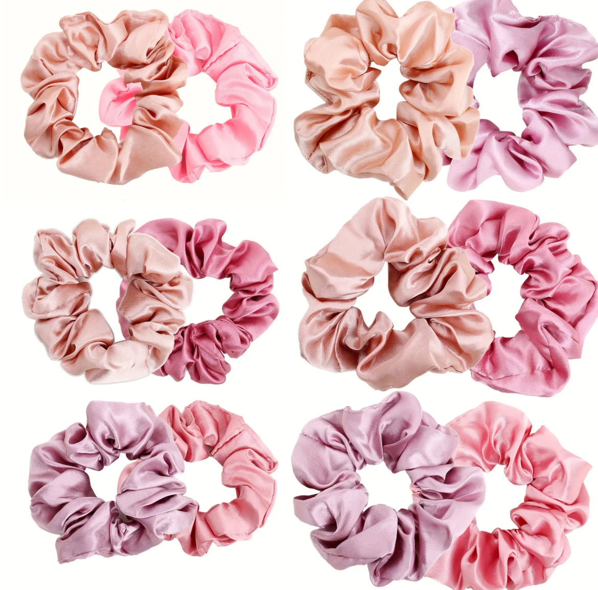 Chouchous En Satin De Soie Pour Femmes, Bandeaux De Cheveux De Couleur Unie Pour Queue De Cheval, Tailles Assorties