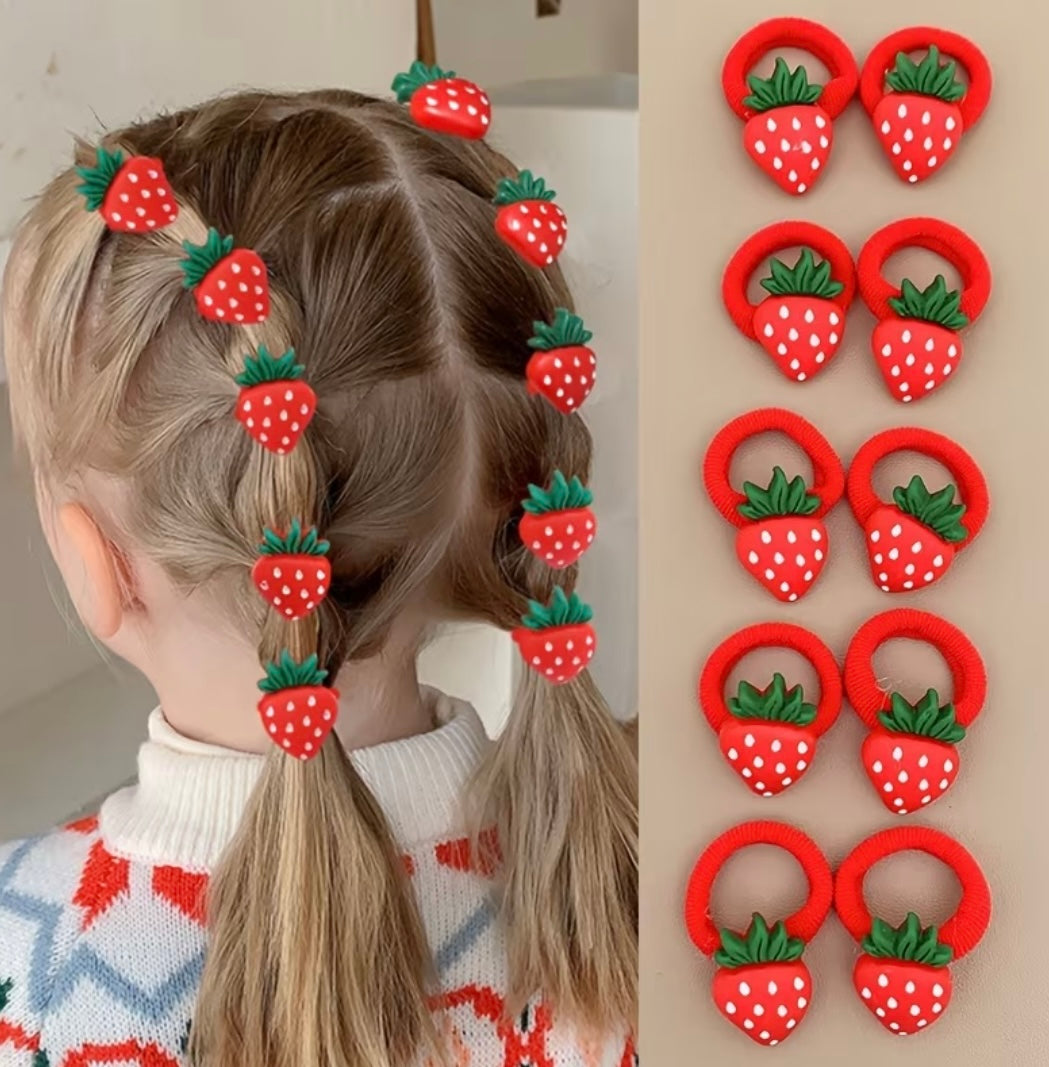 Élastique À Cheveux Enfant – Motif Fraise Ou Cerise
