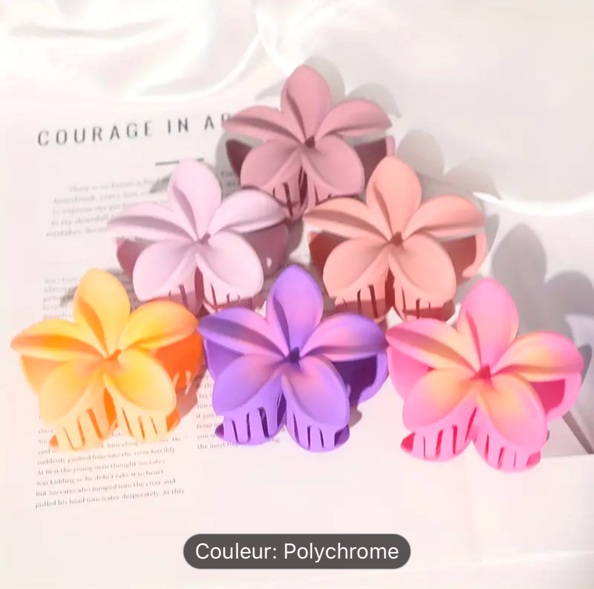 Pinces À Cheveux Élégantes À Motif Floral - Antidérapantes Prise Forte Pour Cheveux Épais & Bouclés - Design Chic De Fleur En Plastique Accessoires