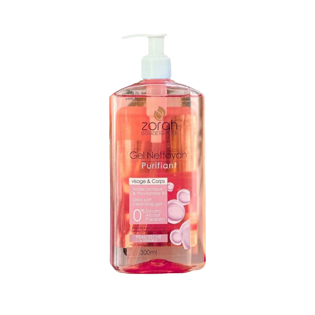 Zorah Douce Nature Gel Nettoyant Acide Lactique & Provitamine B5 0% Savons Alcool Paraben