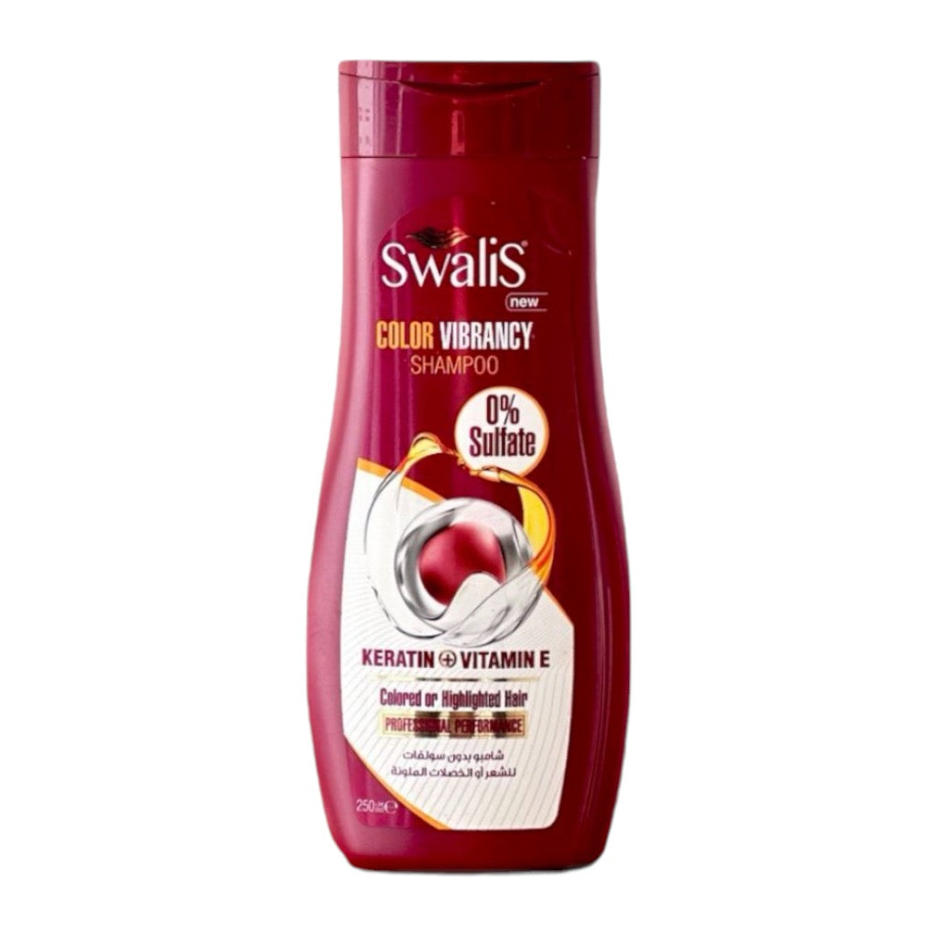 شامبو Swalis Color Vibrancy 0% كبريتات الكيراتين + فيتامين E للشعر المصبوغ أو المصبوغ