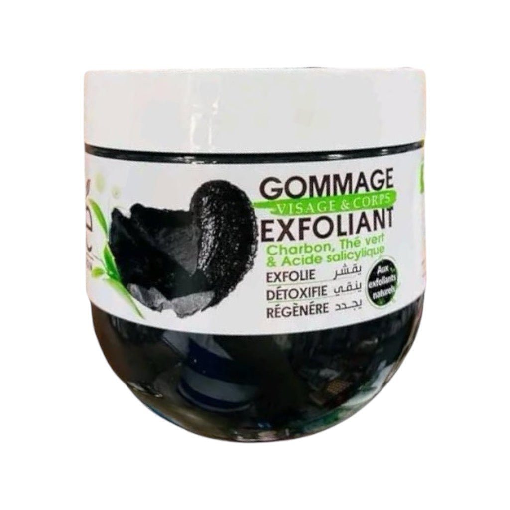 Flux Care Secret De Soin Gommage Exfoliant Visage & Corps Charbon Thé Vert & Acide Salicylique Exfolie Détoxifie Régénére
