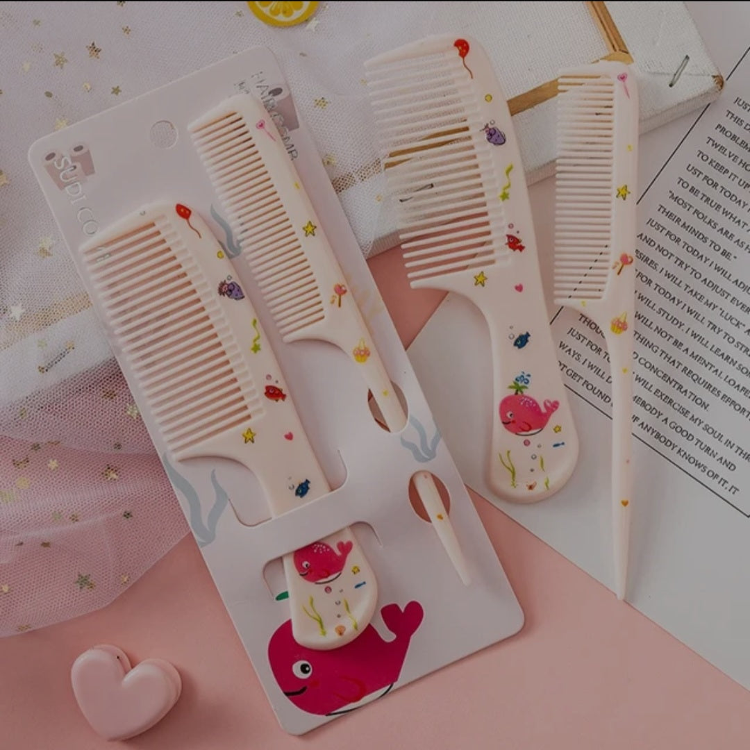 فرشاة شعر مضادة للكهرباء الساكنة مكونة من قطعتين بتصميم كرتوني