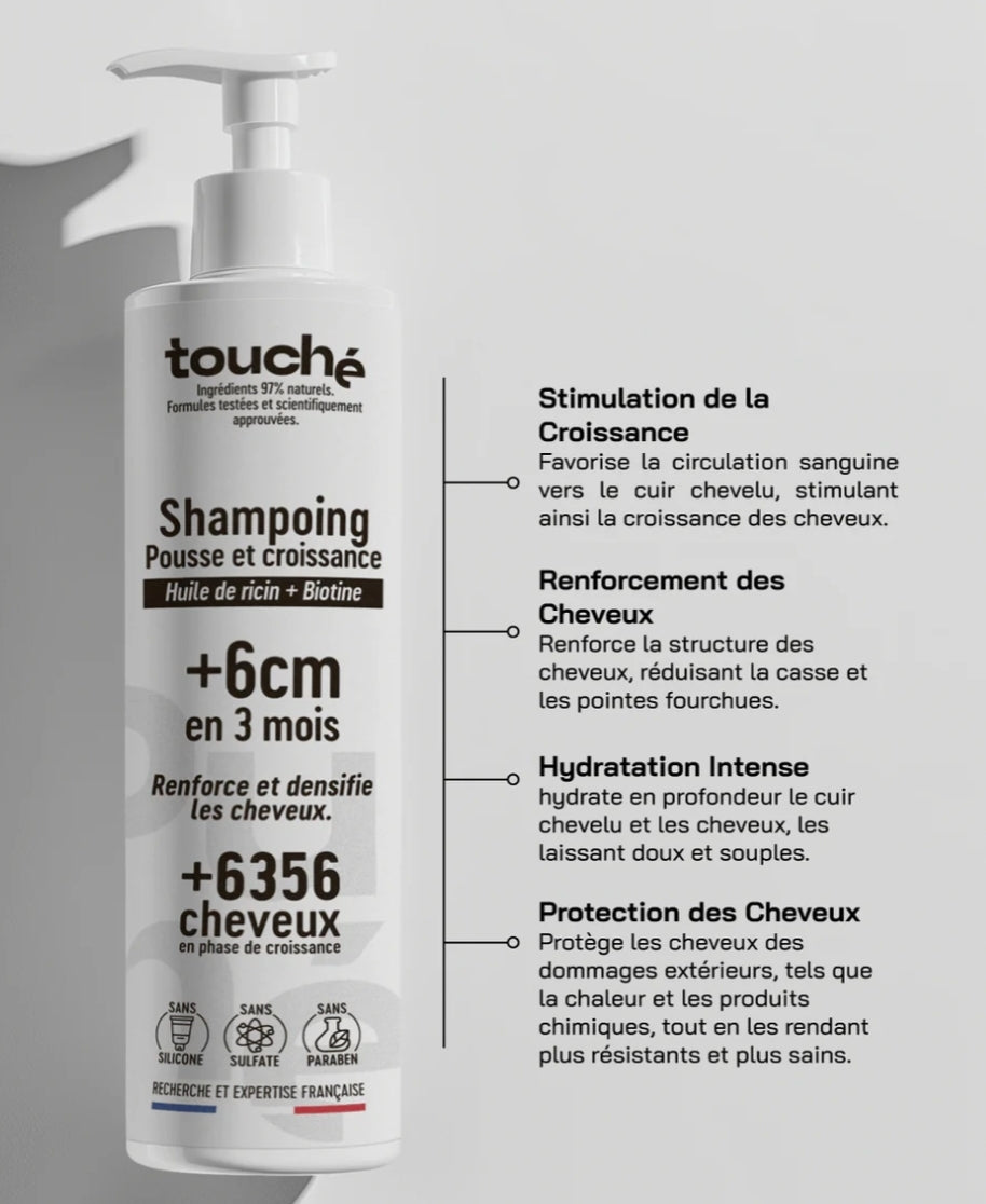Touché Shampoing Pousse Et Croissance Huile De Ricin+Bioti