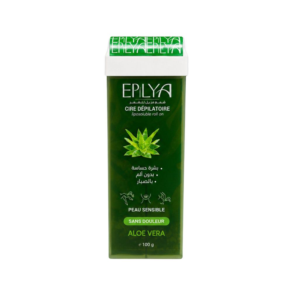 Epilya شمع إزالة الشعر الدهني بخلاصة الألوفيرا الدوار للبشرة الحساسة بدون ألم
