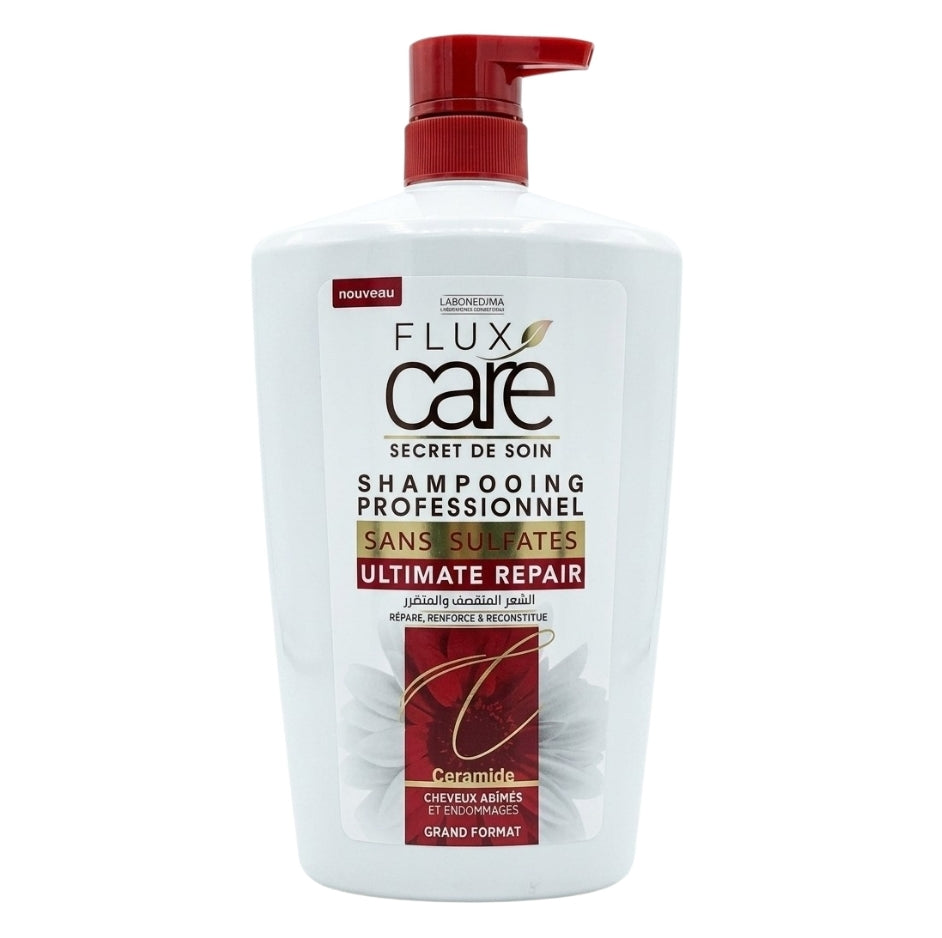 Flux Care Shampooing Professionnel Sans Sulfates Ultimate Repair – Ceramide – Cheveux Abîmés Et Endommagés