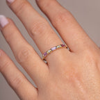 Bague De Mariage Saphir Rose Carats Diamant Demi-Bande Éternité Baguette - Kyklos Jewelry