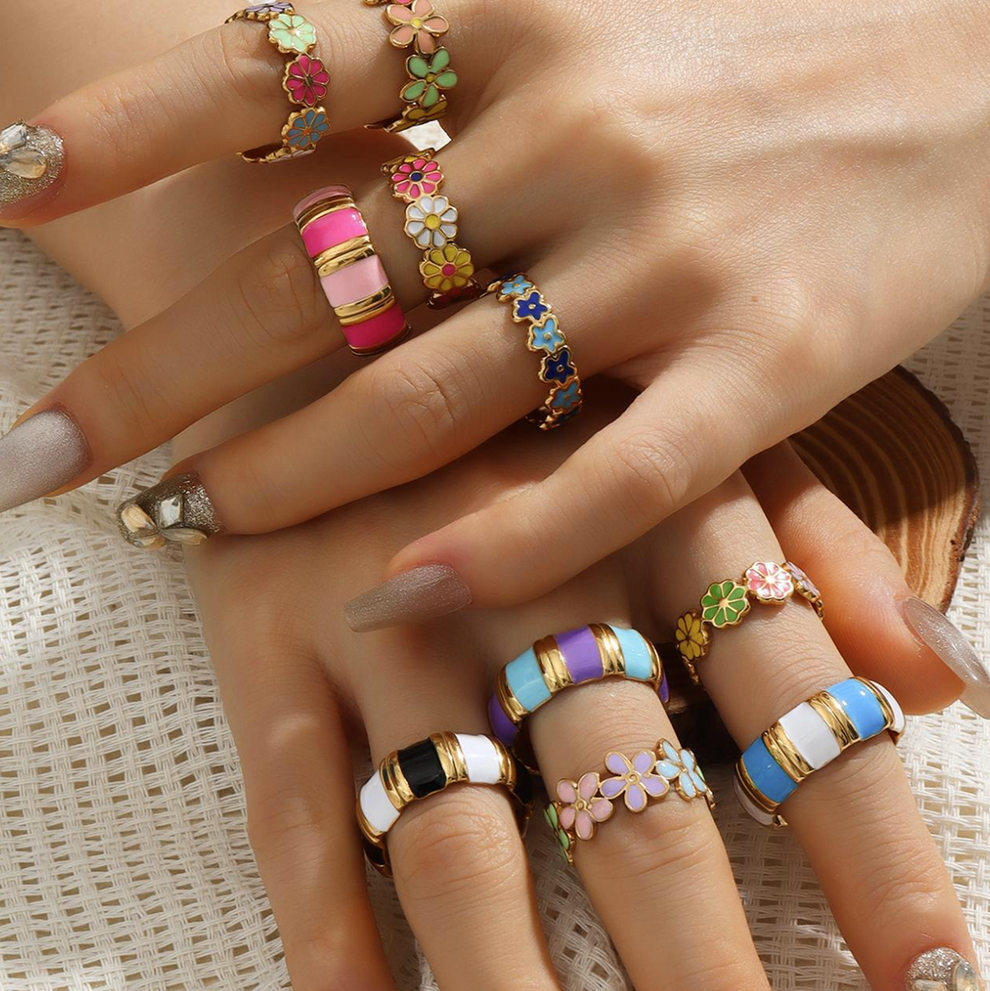 Bague Ajustable En Forme De Marguerite