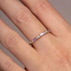 Bague De Mariage Saphir Rose Carats Diamant Demi-Bande Éternité Baguette - Kyklos Jewelry