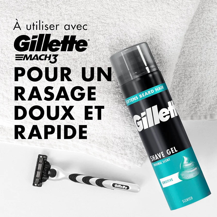 Gillette Shave Gel Original Scent Sensitive  Gel De Rasage Pour Peaux Sensibles