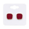 Boucles D'Oreilles Forme Coussin Émail Rouge