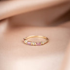 Bague De Mariage Saphir Rose Carats Diamant Demi-Bande Éternité Baguette - Kyklos Jewelry