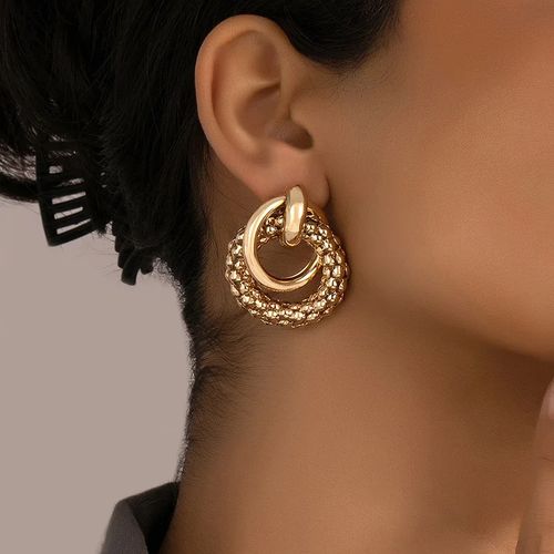 أقراط متدلية دائرية ملتوية للنساء، مجوهرات نسائية