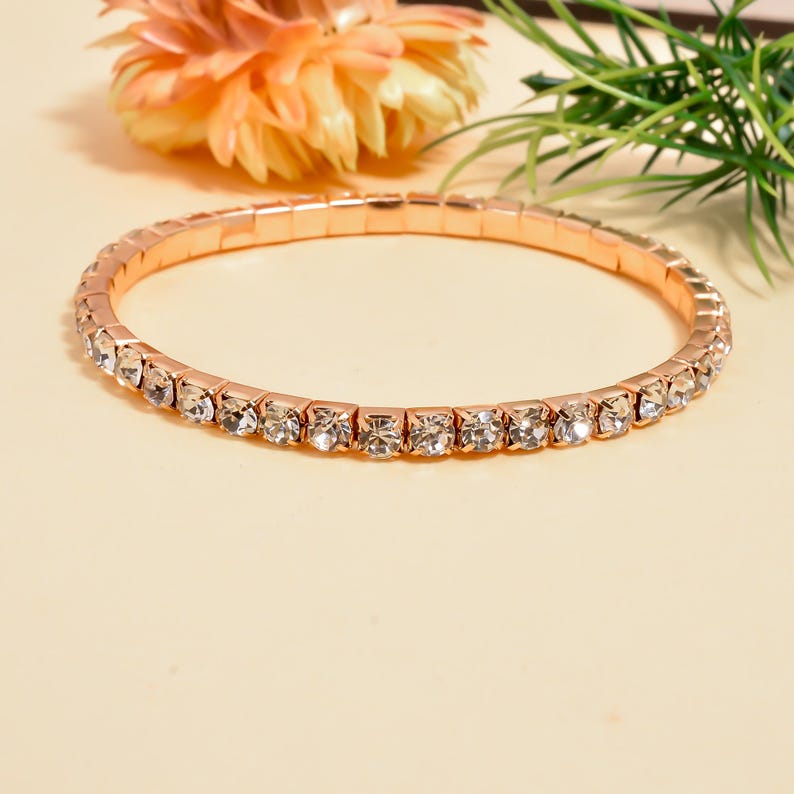 2Bracelet Tennis Bracelet Cz Extensible Jonc Élastique Pour Femme Bracelet Scintillant