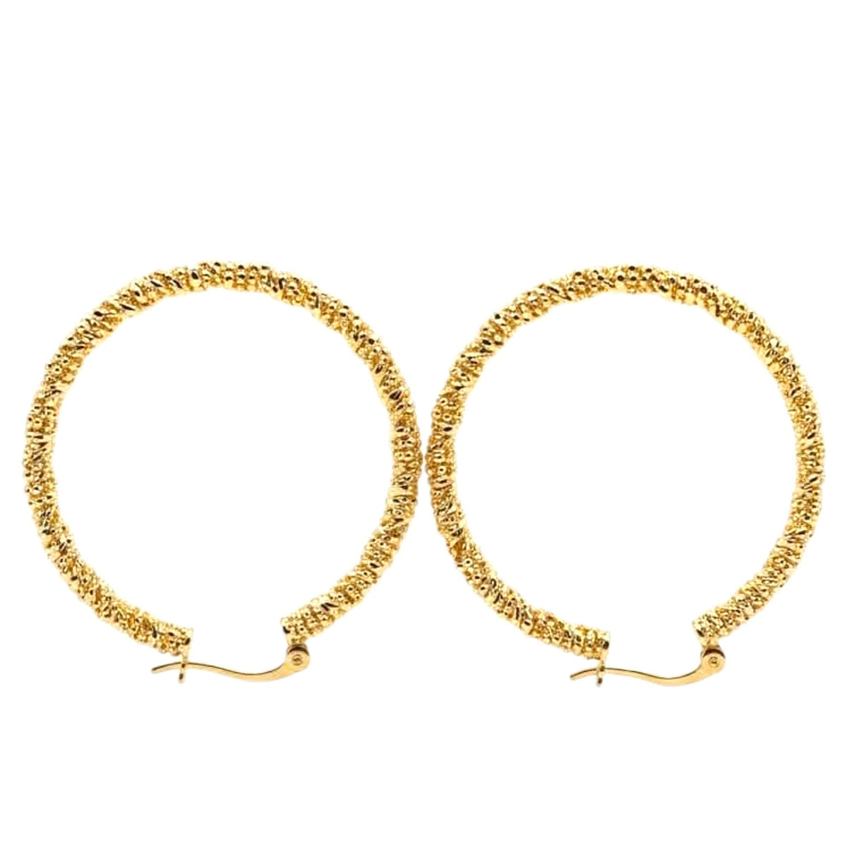 Boucles D’oreilles Créoles Dorées Texturées