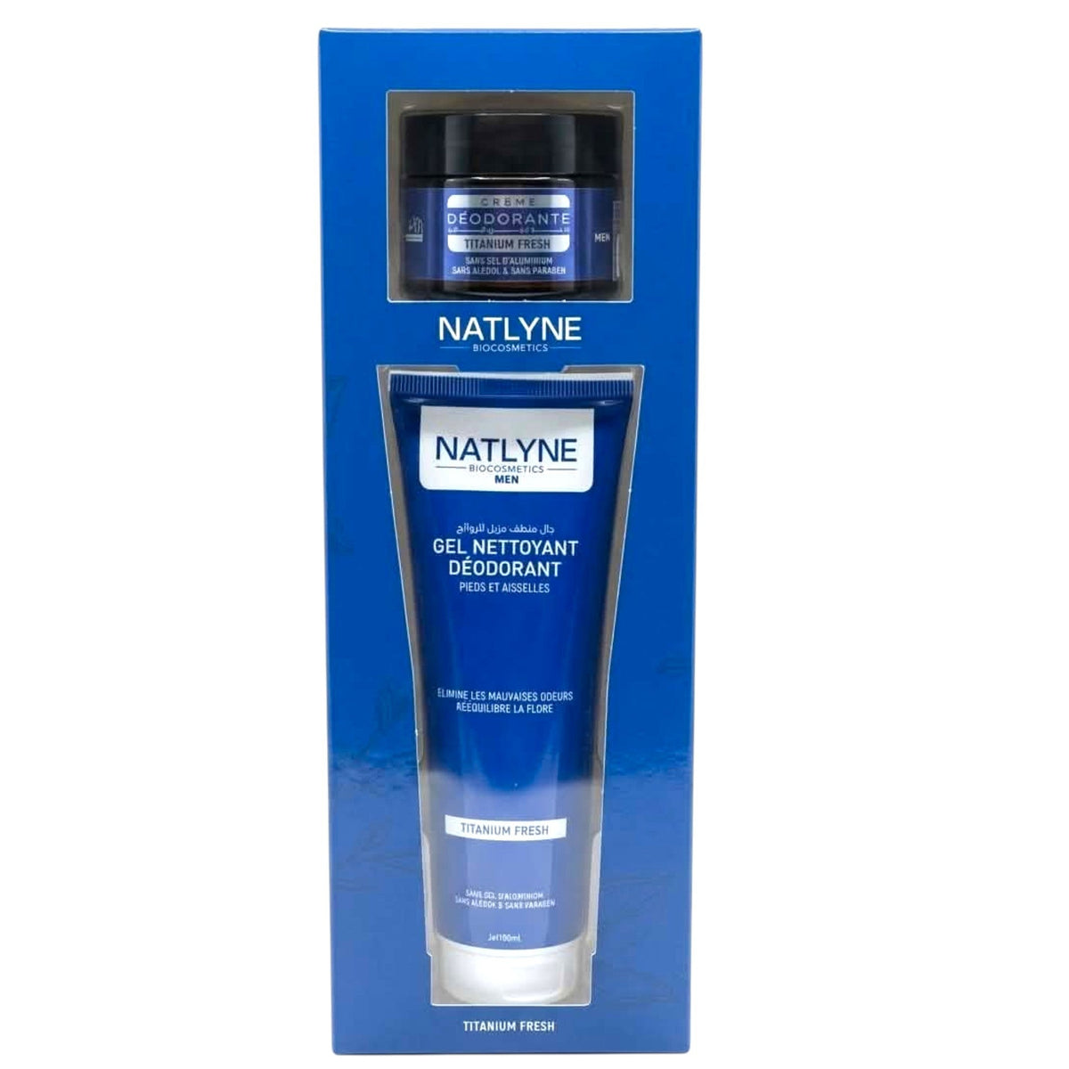 Natlyne Coffret Titanium Fresh Gel nettoyant déodorant pieds et aisselles avec crème déodorante homme
