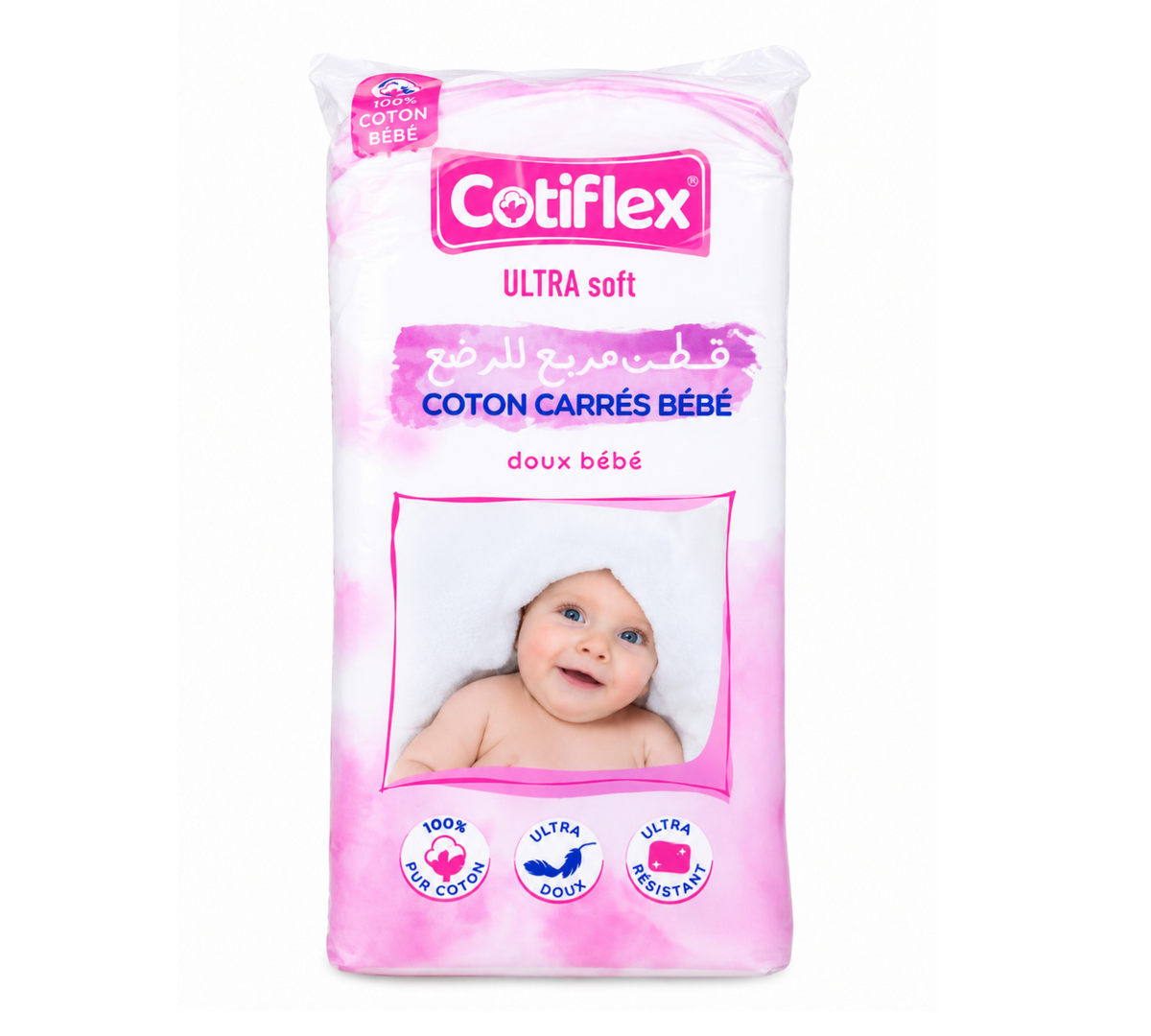Cotiflex Coton Carrés Bébé Ultra Soft – 100% Coton