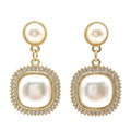 Boucles D’oreilles Pendantes Dorées Avec Perles Et Strass