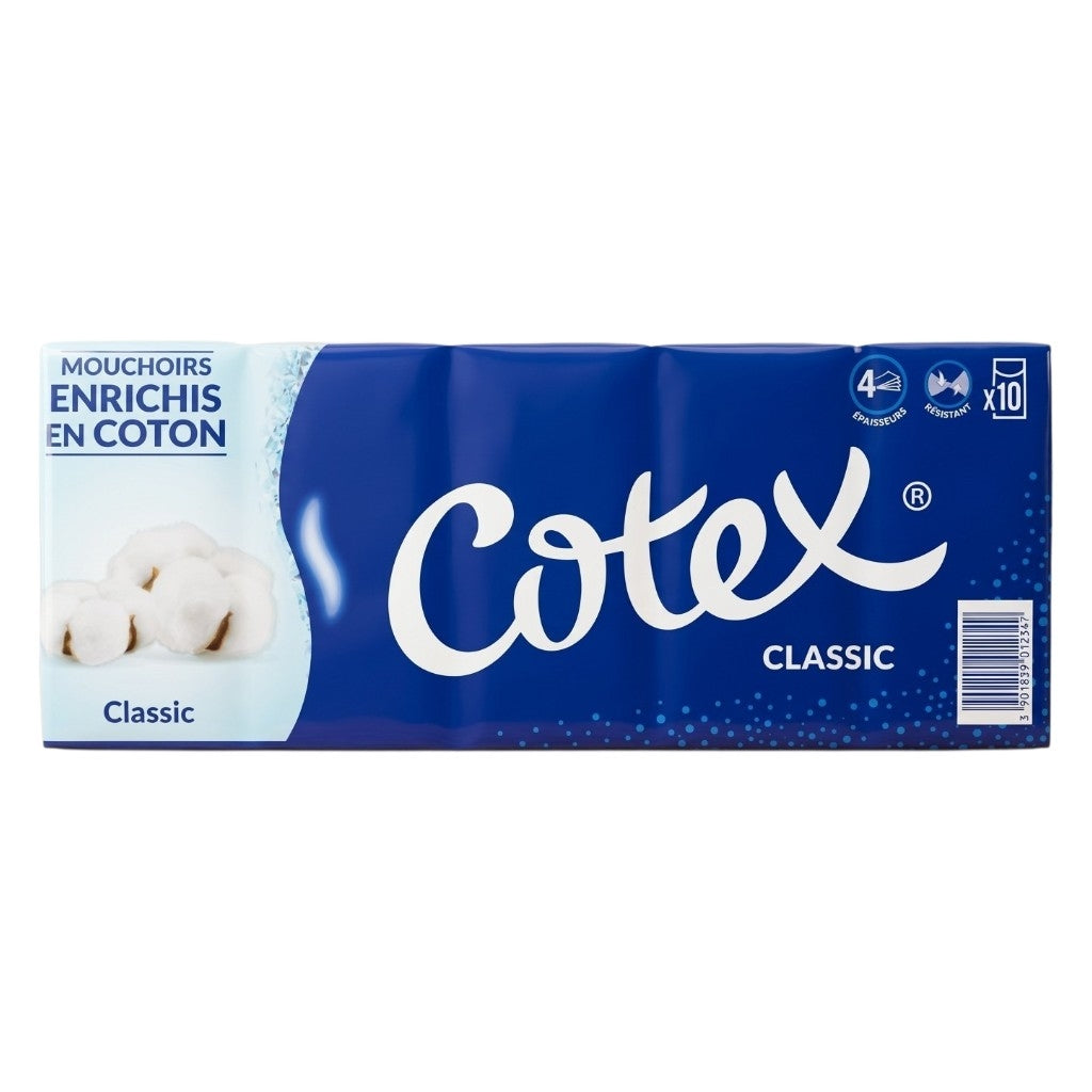 Cotex Mouchoirs En Étui Classique 4 Plis 9X10 Pcs